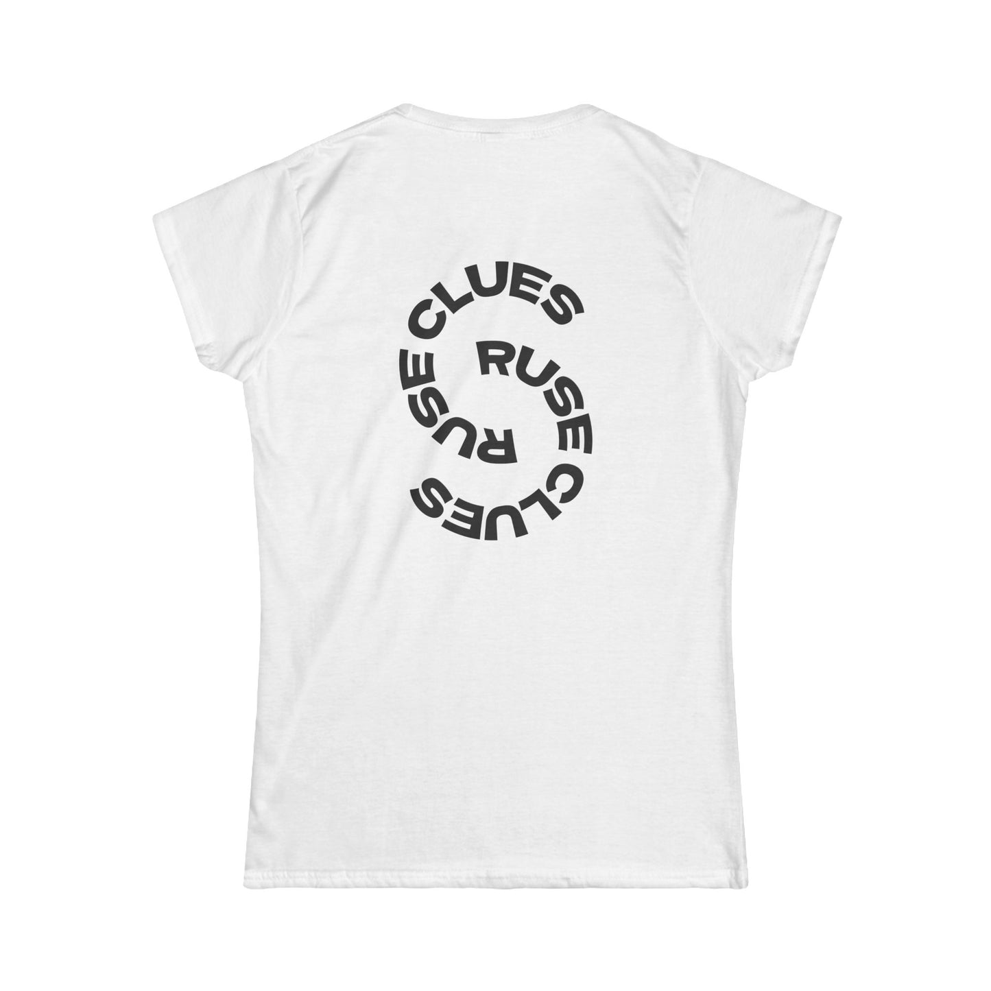 Women's Graphic Ruse Clues® Tee, Casual T-Shirt, Everyday Wear, Gift for Friends, Fun Summer Top