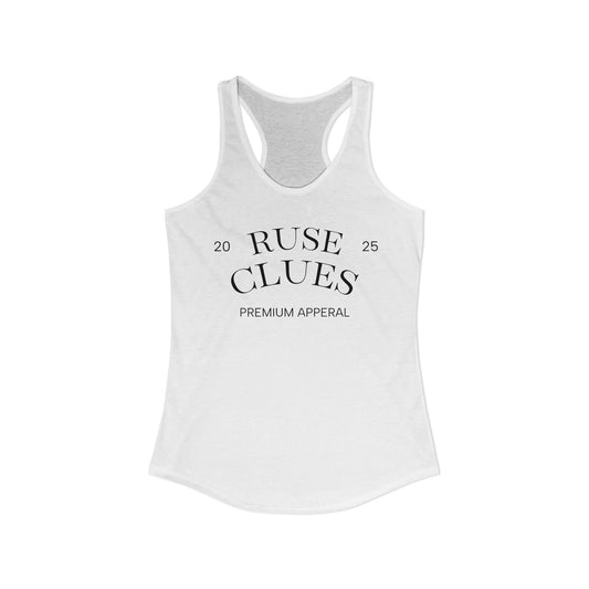 Women's RUSE CLUES® Racerback Tank Top - Casual Summer Wear, Workout Top, Gift for Her, Fitness Apparel