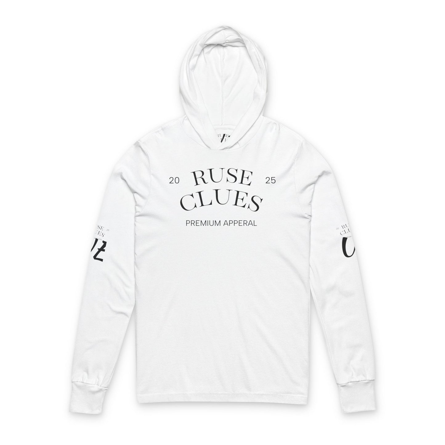 Unisex Hooded Long Sleeve Ruse Clues® Tee - Casual Comfort for Everyday Adventures, Perfect for Spring and Fall, Ideal Gift for Friends