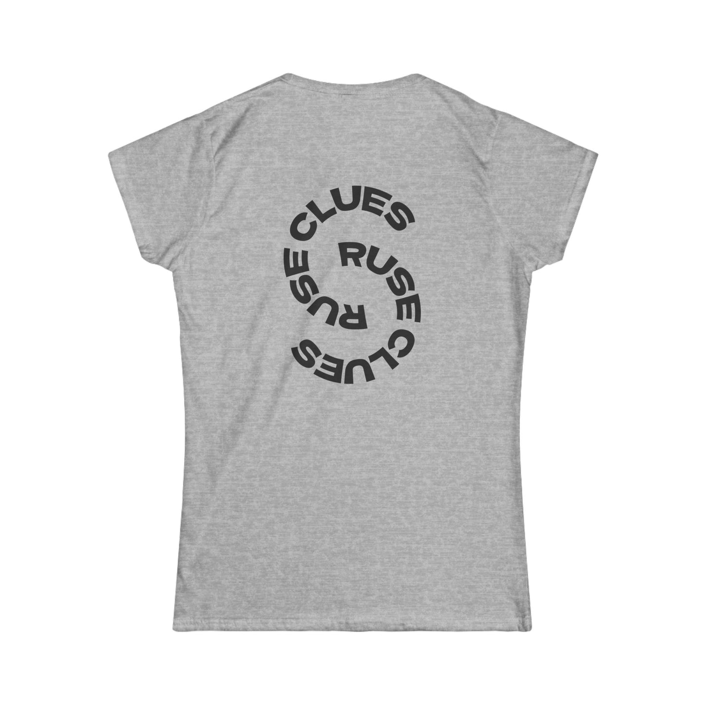 Women's Graphic Ruse Clues® Tee, Casual T-Shirt, Everyday Wear, Gift for Friends, Fun Summer Top