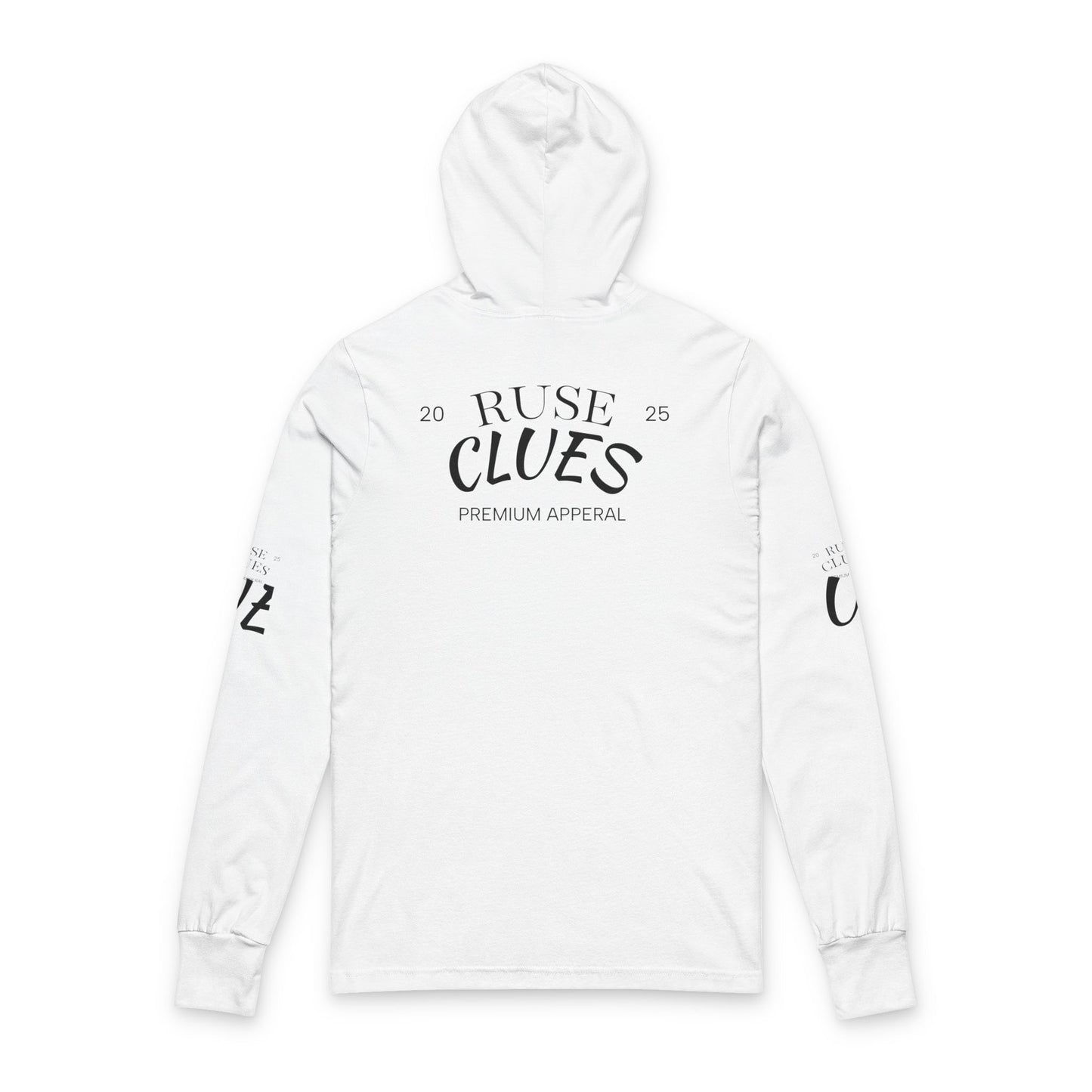 Unisex Hooded Long Sleeve Ruse Clues® Tee - Casual Comfort for Everyday Adventures, Perfect for Spring and Fall, Ideal Gift for Friends