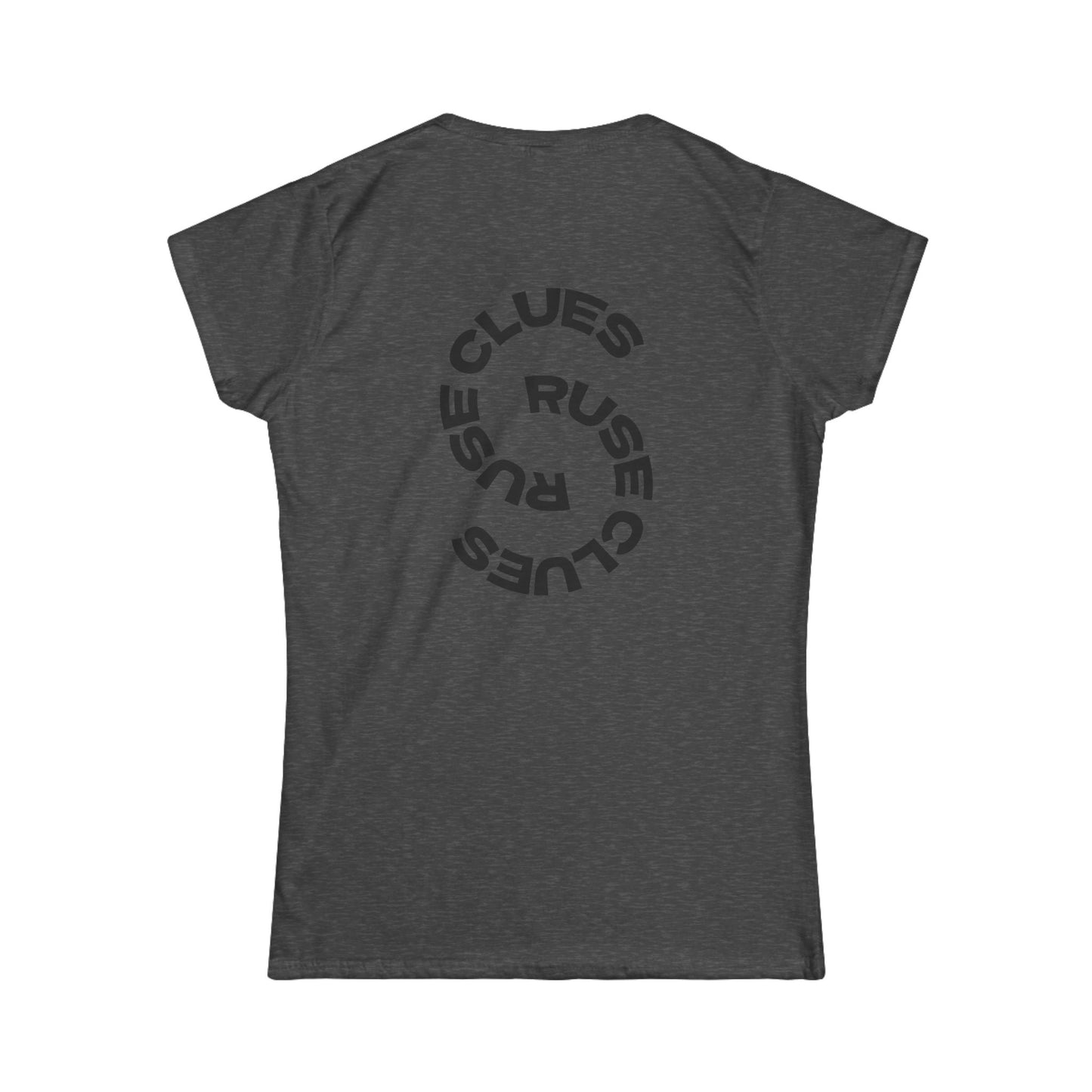 Women's Graphic Ruse Clues® Tee, Casual T-Shirt, Everyday Wear, Gift for Friends, Fun Summer Top
