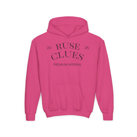 Youth Heavy Blend Ruse Clues® Sweatshirt, Cozy Hoodie, Gift for Teens, Casual Wear, Unisex Hooded Sweatshirt