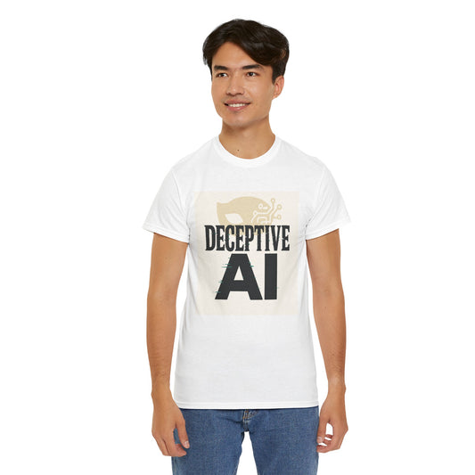 Deceptive AI Unisex Heavy Cotton Ruse Clues® Tee - Bold Graphic Tee for Tech Enthusiasts